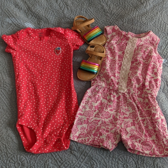 Carter's Other - Sandles & 2 one piece outfits